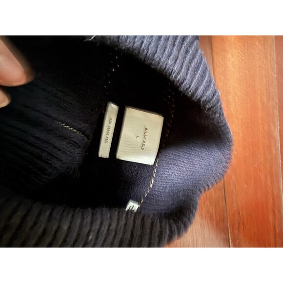 Billy Reid Quarter Zip Sweater Mens Size L Navy Ribbed Knit 100% WOOL - Picture 3 of 6